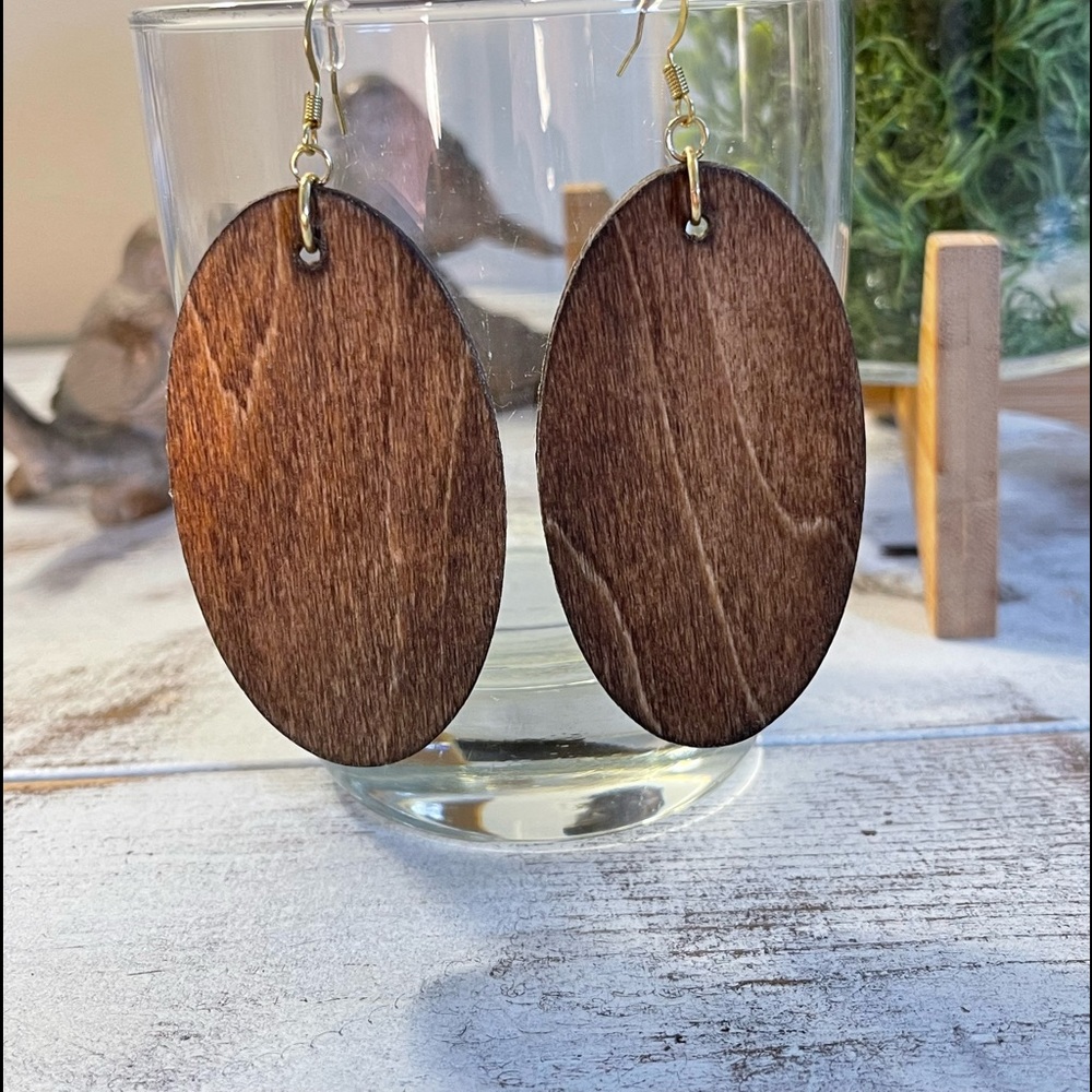 Large Oval Wooden Earrings
